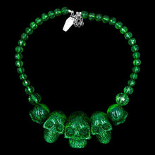 Load image into Gallery viewer, Skull Necklace Green Glitter